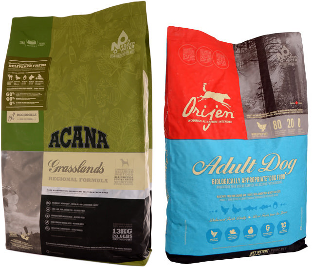 Acana Grasslands Dog 13kg und Orijen Adult Dog 6,8kg